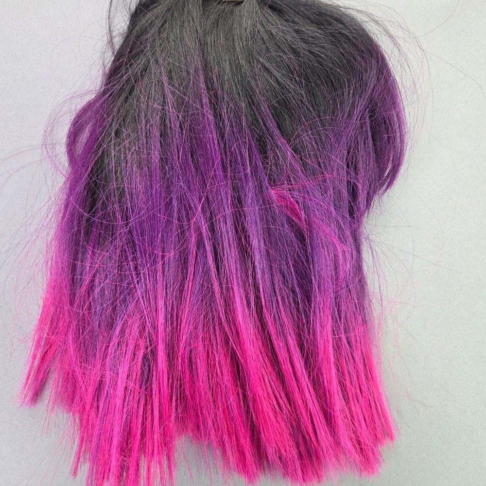 Shake-N-Go Wig Ombre Black Purple Pink Synthetic Bob Straight Fringe 12in 106